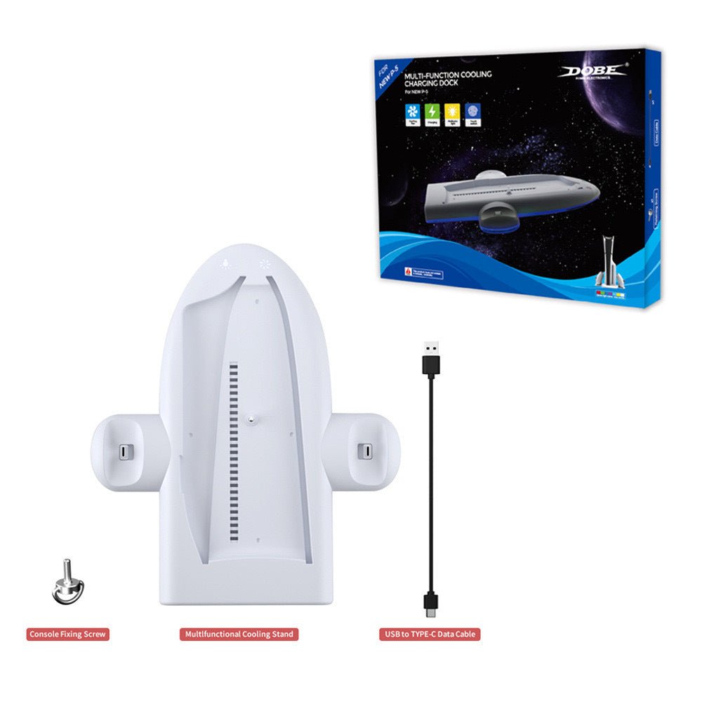 Host Multi - function Cooler Pad Fan PS5 Handle Fixed Charger Charging Belt RGB Colorful Ambience Light - Zambeel