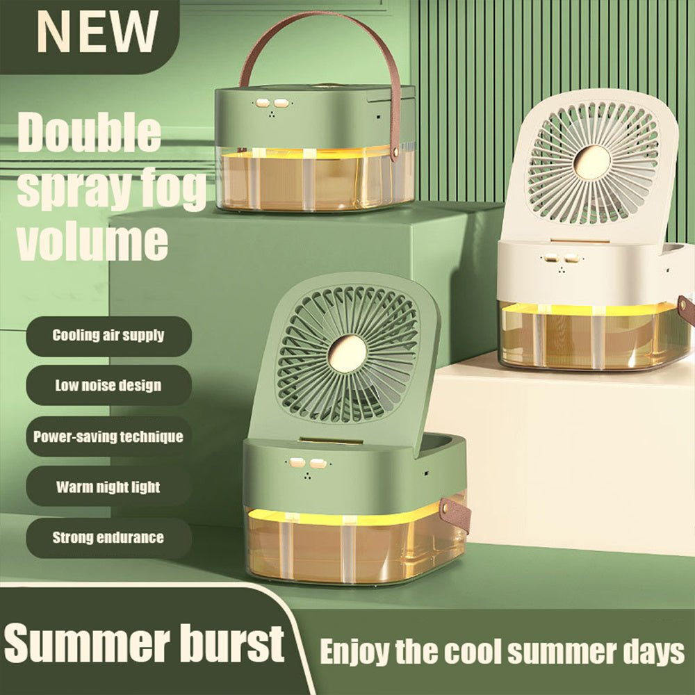 Humidifying Spray Fan Desktop Remote Control Timing Mini Air Cooler Big Wind Mute USB Charging Fan - Zambeel