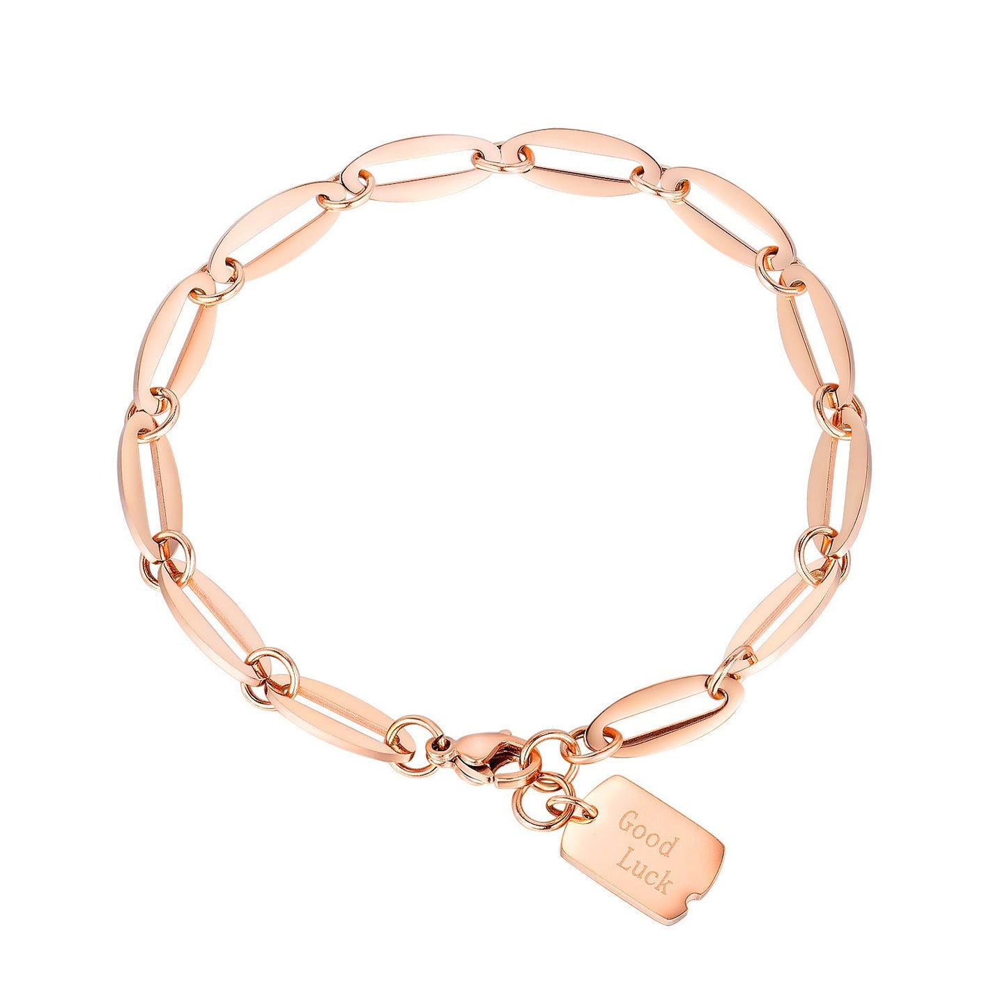 INS Style Personality Geometry Square Plate Rose Gold Bracelet For Women - Zambeel
