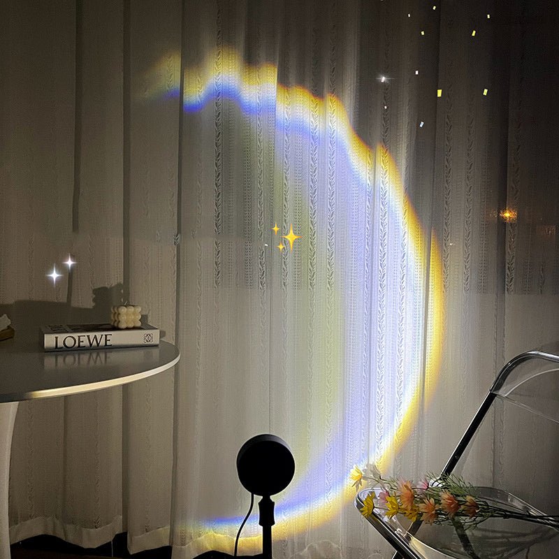 INS USB Moon Lamp LED Rainbow Neon Night Sunset Light Projector Photography Wall Atmosphere Lighting For Bedroom Home Decor - Zambeel