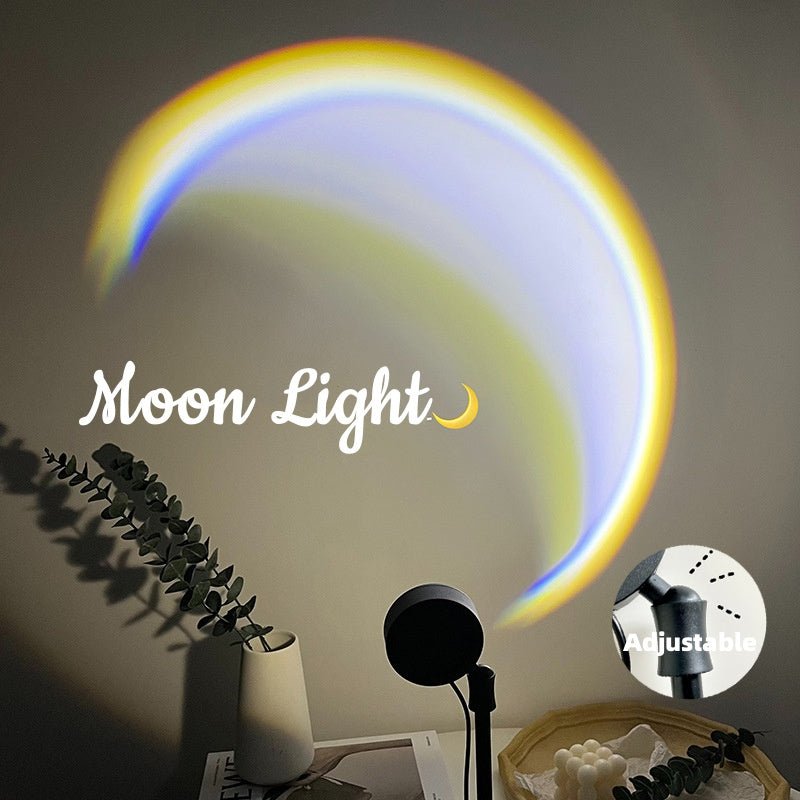 INS USB Moon Lamp LED Rainbow Neon Night Sunset Light Projector Photography Wall Atmosphere Lighting For Bedroom Home Decor - Zambeel