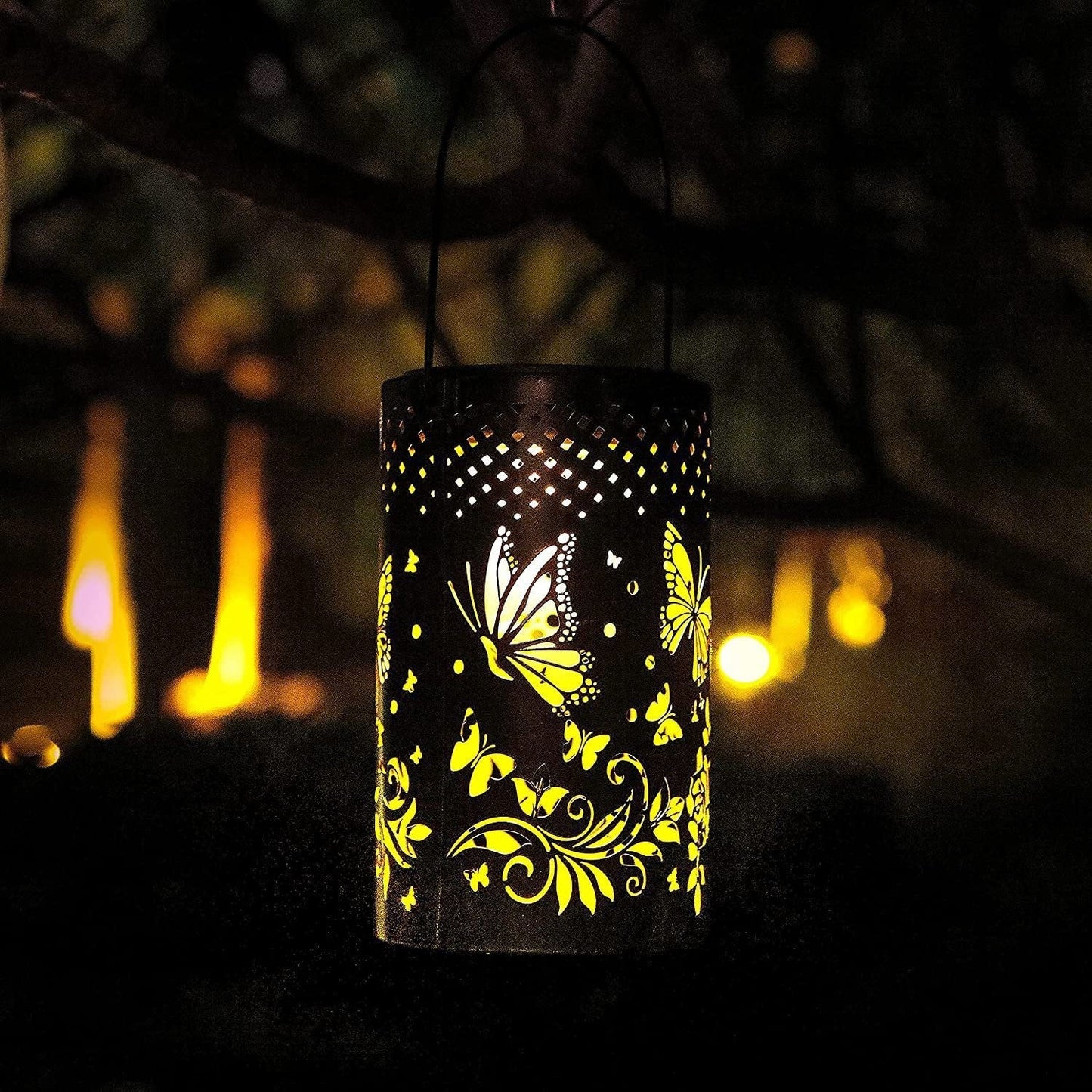 Iron Solar Lantern Butterfly Lamp Lawn Projection - Zambeel