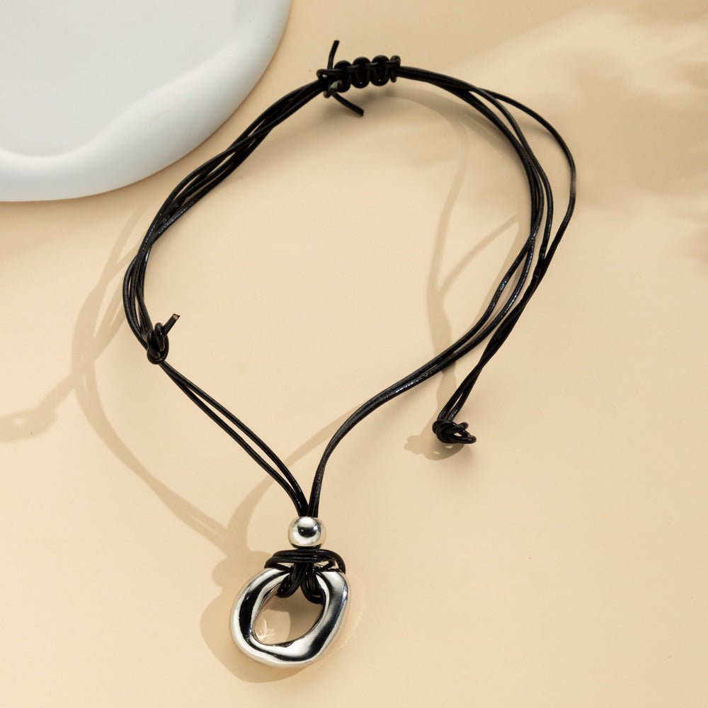 Irregular With Personality Circle Pendant Necklace Tether For Women - Zambeel