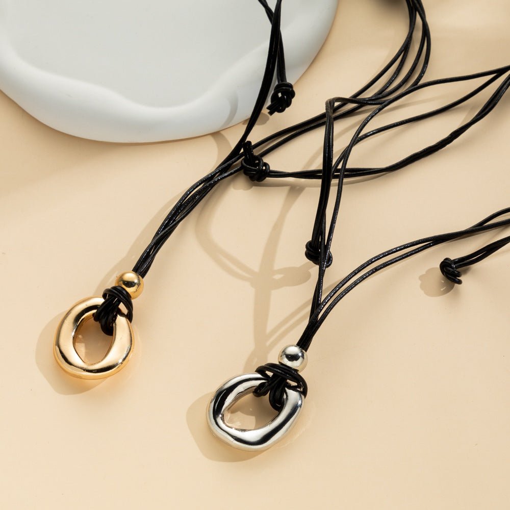 Irregular With Personality Circle Pendant Necklace Tether For Women - Zambeel