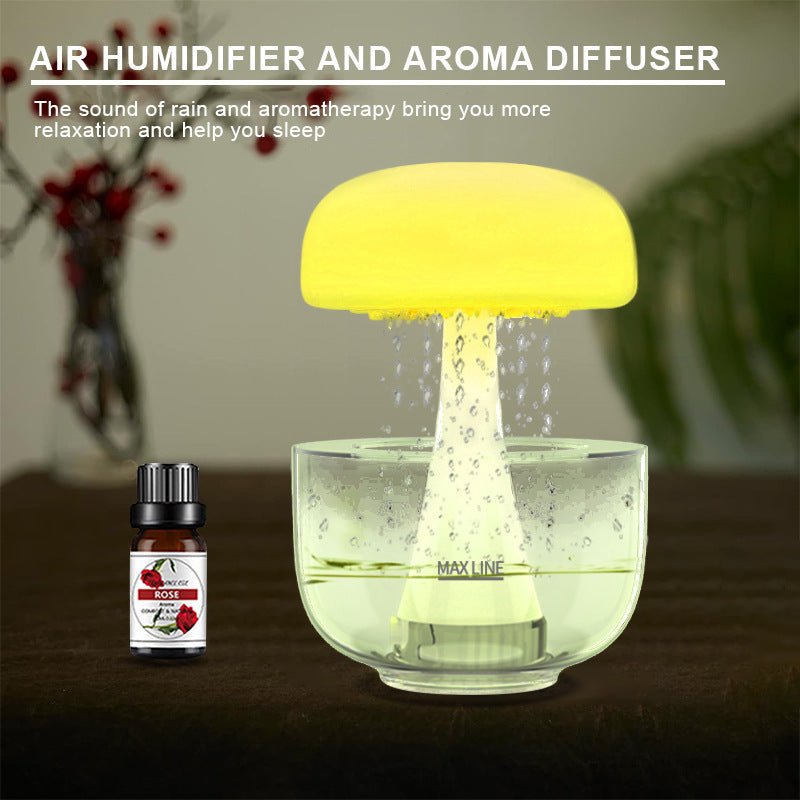 Jellyfish Raindrop Humidifier Ultrasonic Atomization Seven - color Ambience Light Cloud Rain Aroma Diffuser Home Decor - Zambeel