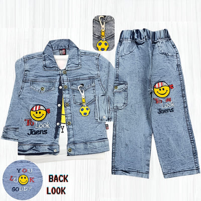 Kids Cartoon Patch Denim Jacket & Pant Set - Zambeel