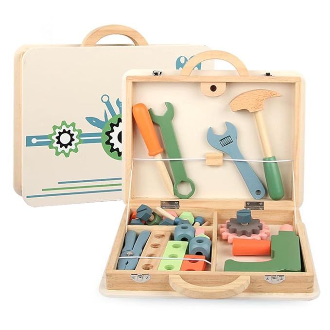 Kids Wooden Toolbox Toy Set © - Zambeel