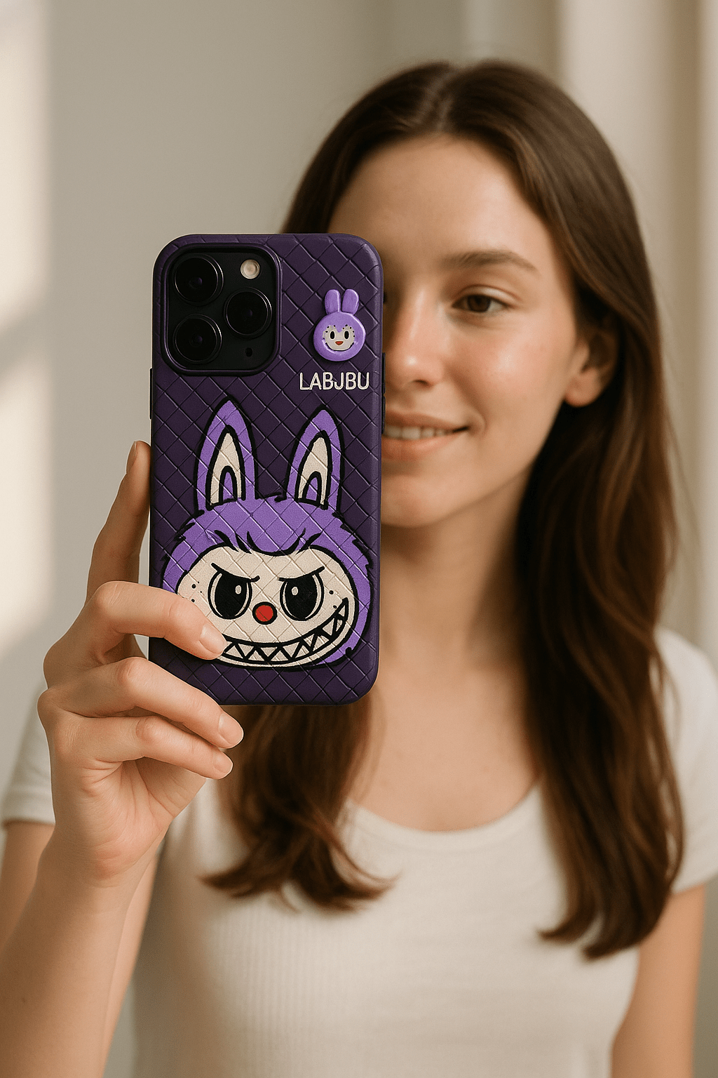 Labubu - 3D Bunny Woven‑Texture Protective iPhone Case - Zambeel