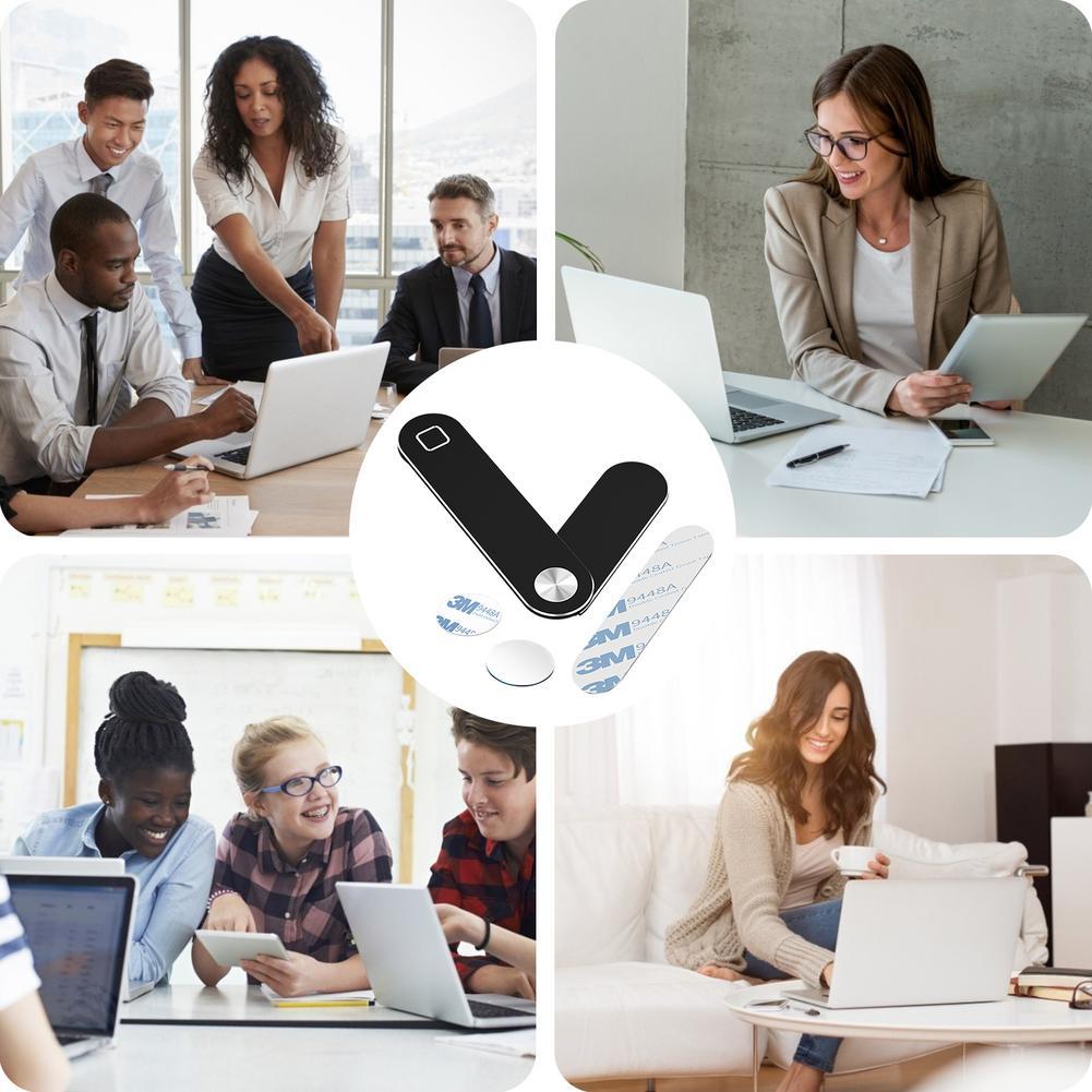 Laptop Phone Holder, Adjustable Laptop Side Mount Clip, Magnetic Laptop Monitor Mount, Computer Laptop Cellphone Stand Foldable Aluminum Expansion Bracket Tablet Clip For Dual Screen - Zambeel