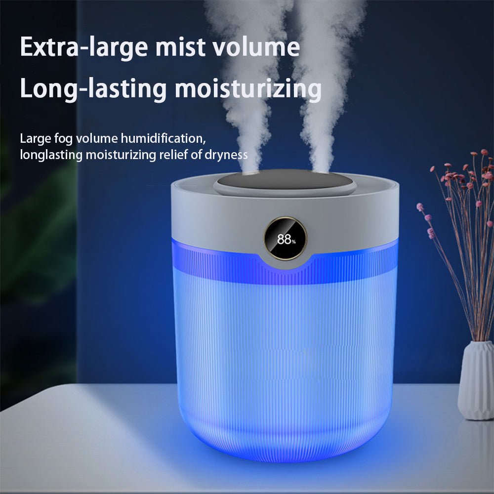 Large Capacity 2L Humidity Digital Display Double Spray Humidifier USB Silent Home Desktop Water Refill Meter Fog Amount - Zambeel