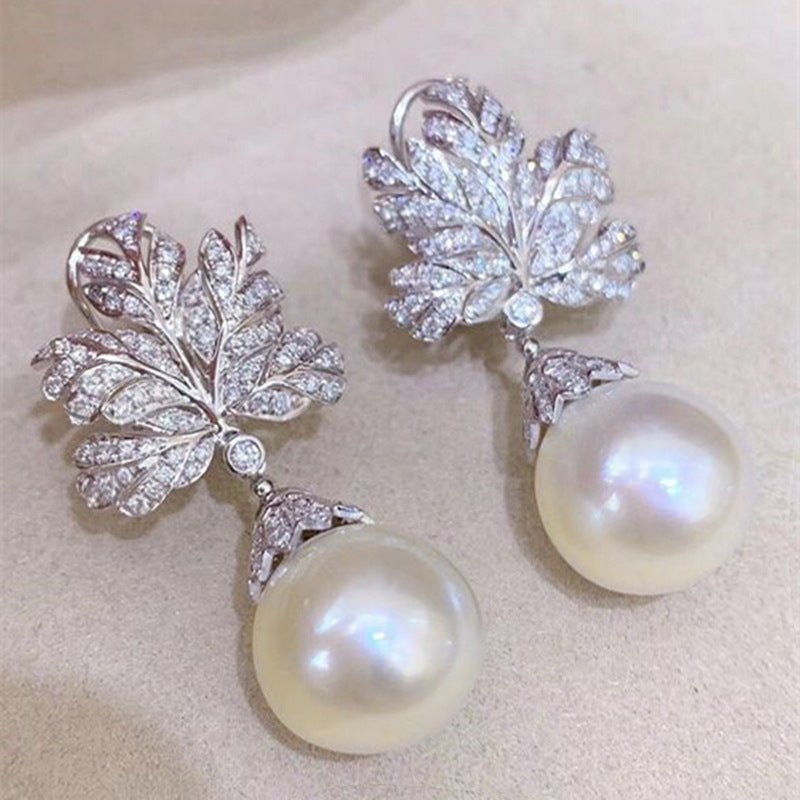 Leaf - shaped Earring Female Pearl Design - Zambeel