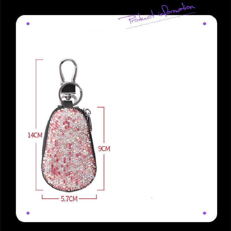 Leather Gourd Rhinestone Female Car Key Cover - Zambeel