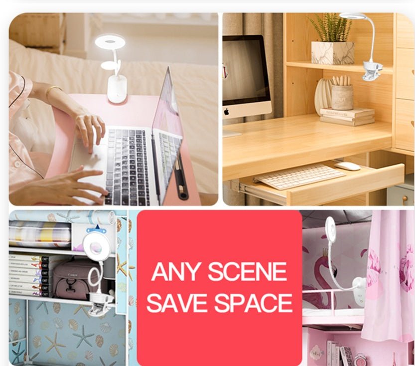 LED Eye Protection USB Charging Desk Lamp Student Learning Bedroom Bedside Clip Lamp Table Lamp - Zambeel