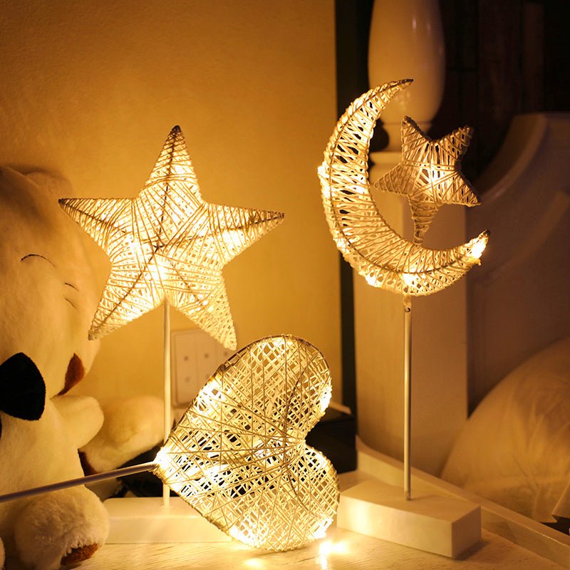 LED Lights Flashing Lights Lights Stars Romantic Room Layout Decoration Love Stars Lamp Table Lamp Rattan Lamp Ball - Zambeel