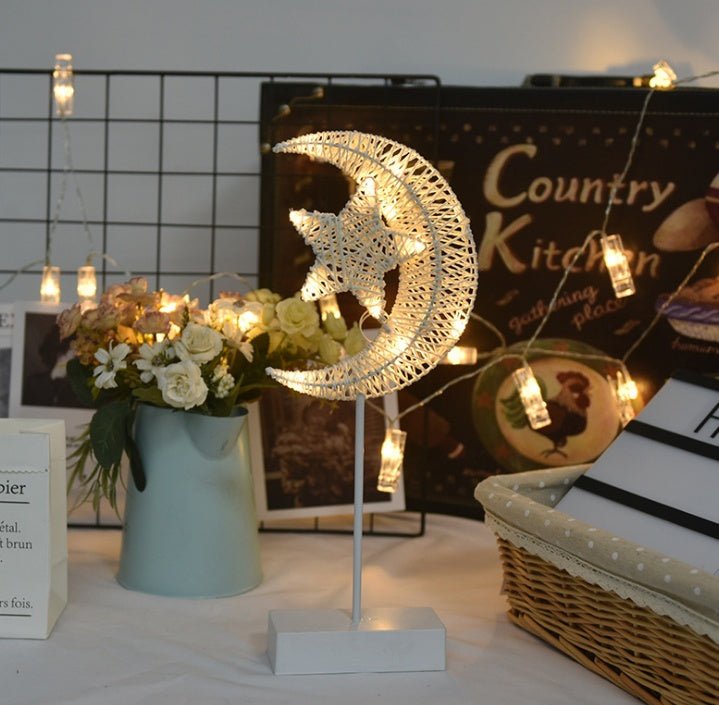 LED Lights Flashing Lights Lights Stars Romantic Room Layout Decoration Love Stars Lamp Table Lamp Rattan Lamp Ball - Zambeel