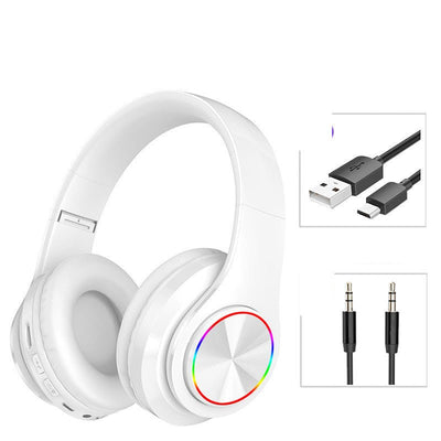 LED Wireless Bluetooth Headphones Gaming Headsets Sport Earphone With Support TF Card Colorful Breathing Lights - Zambeel