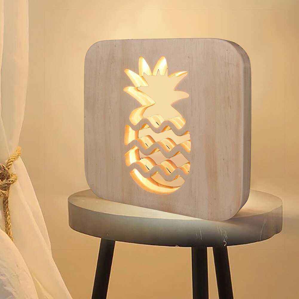 LED Wooden Pineapple Night Light USB - Zambeel