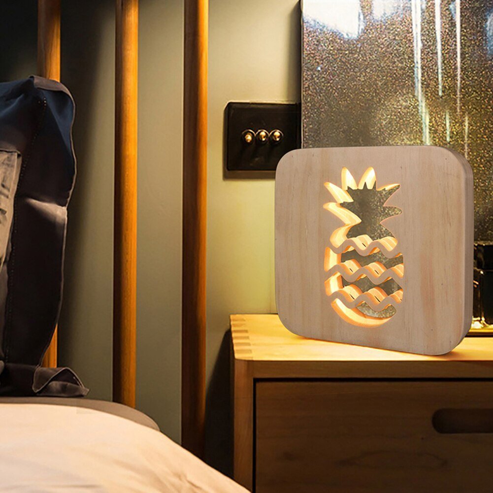 LED Wooden Pineapple Night Light USB - Zambeel