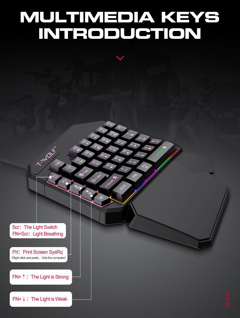 Lei Lang TF900 Single Hand Mouse Keyboard Suit - Zambeel