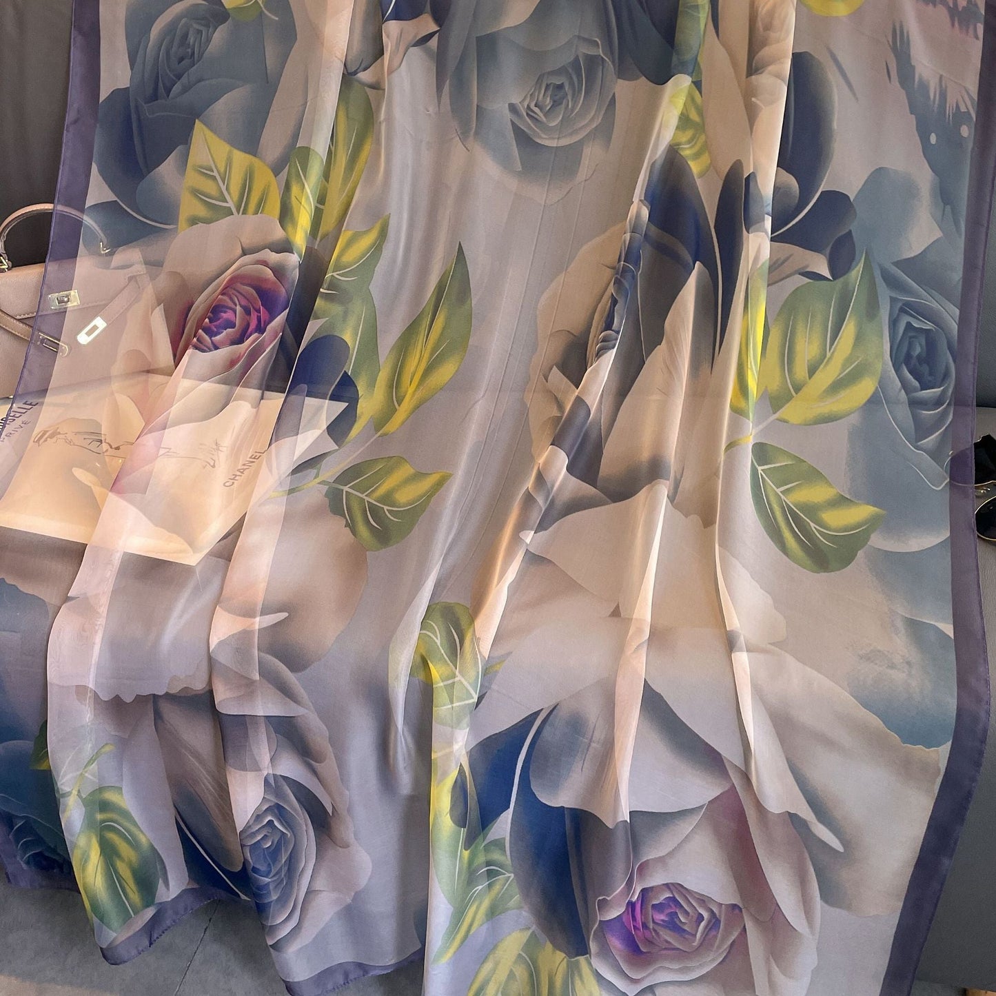 Light Luxury Artificial Silk Talma Yousoft Scarf Women's Large Size Pattern Commuter - Zambeel