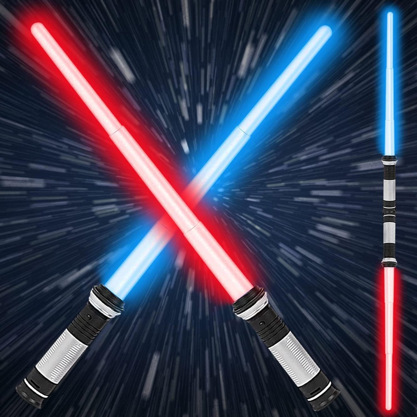Lightsaber Kids - 2 Pack - LED Light Up Saber With Sound Retractable 7 Colors Light Saber Sword For Boys Kids Party Favors - Zambeel