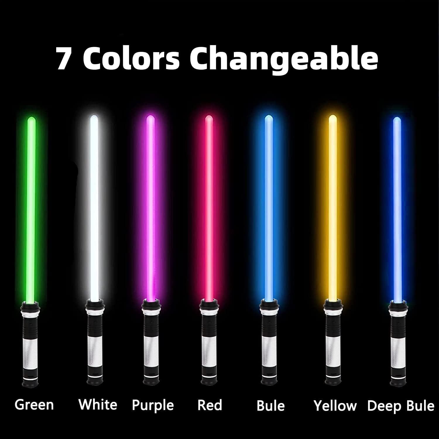 Lightsaber Kids - 2 Pack - LED Light Up Saber With Sound Retractable 7 Colors Light Saber Sword For Boys Kids Party Favors - Zambeel