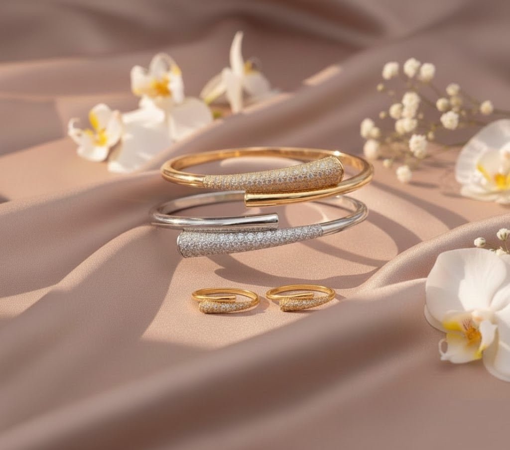 Linked Chain Luxury Bangle & Ring Set - Zambeel