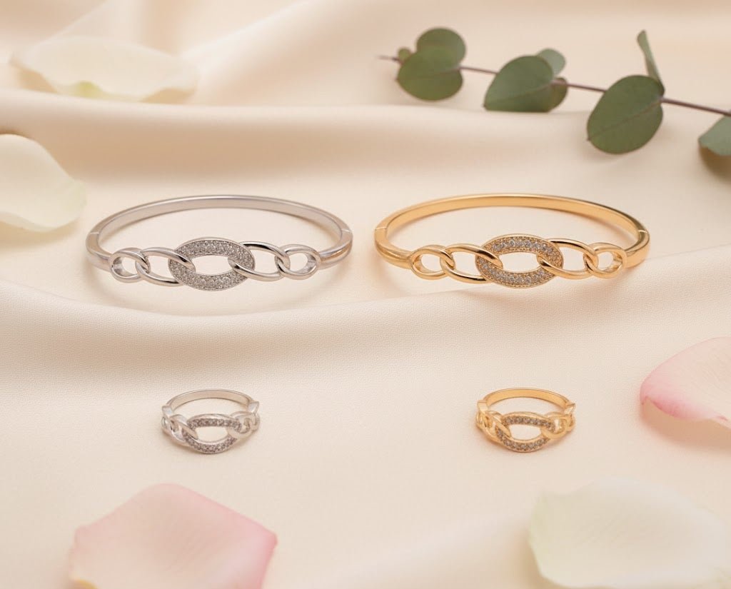 Linked Chain Luxury Bangle & Ring Set - Zambeel