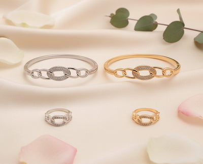 Linked Chain Luxury Bangle & Ring Set - Zambeel
