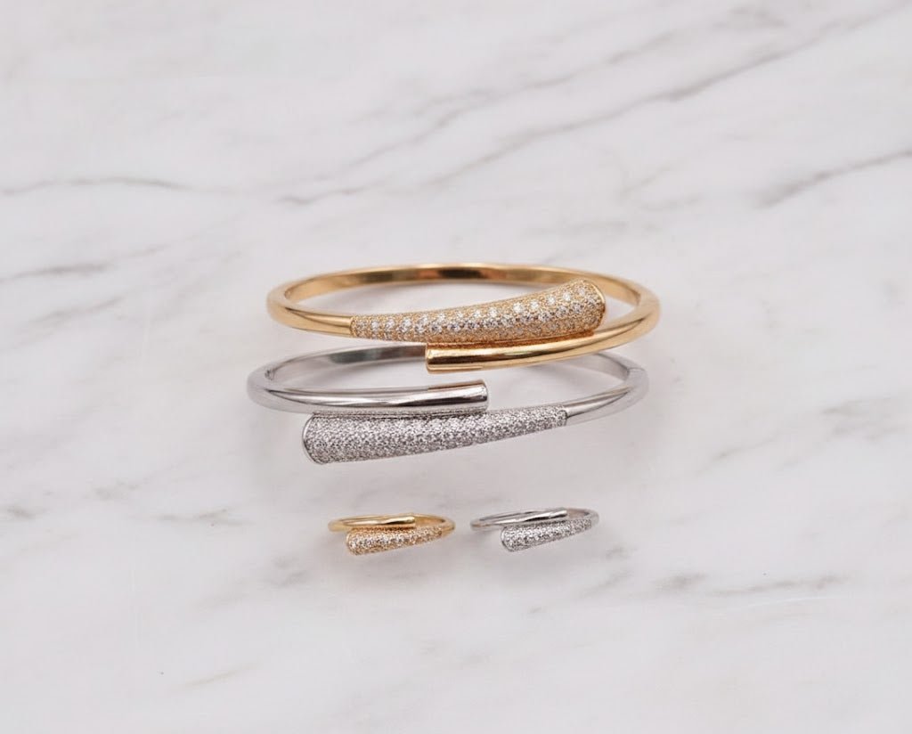 Linked Chain Luxury Bangle & Ring Set - Zambeel