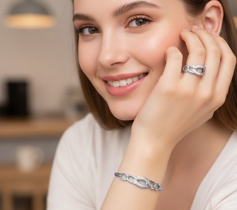 Linked Chain Luxury Bangle & Ring Set - Zambeel