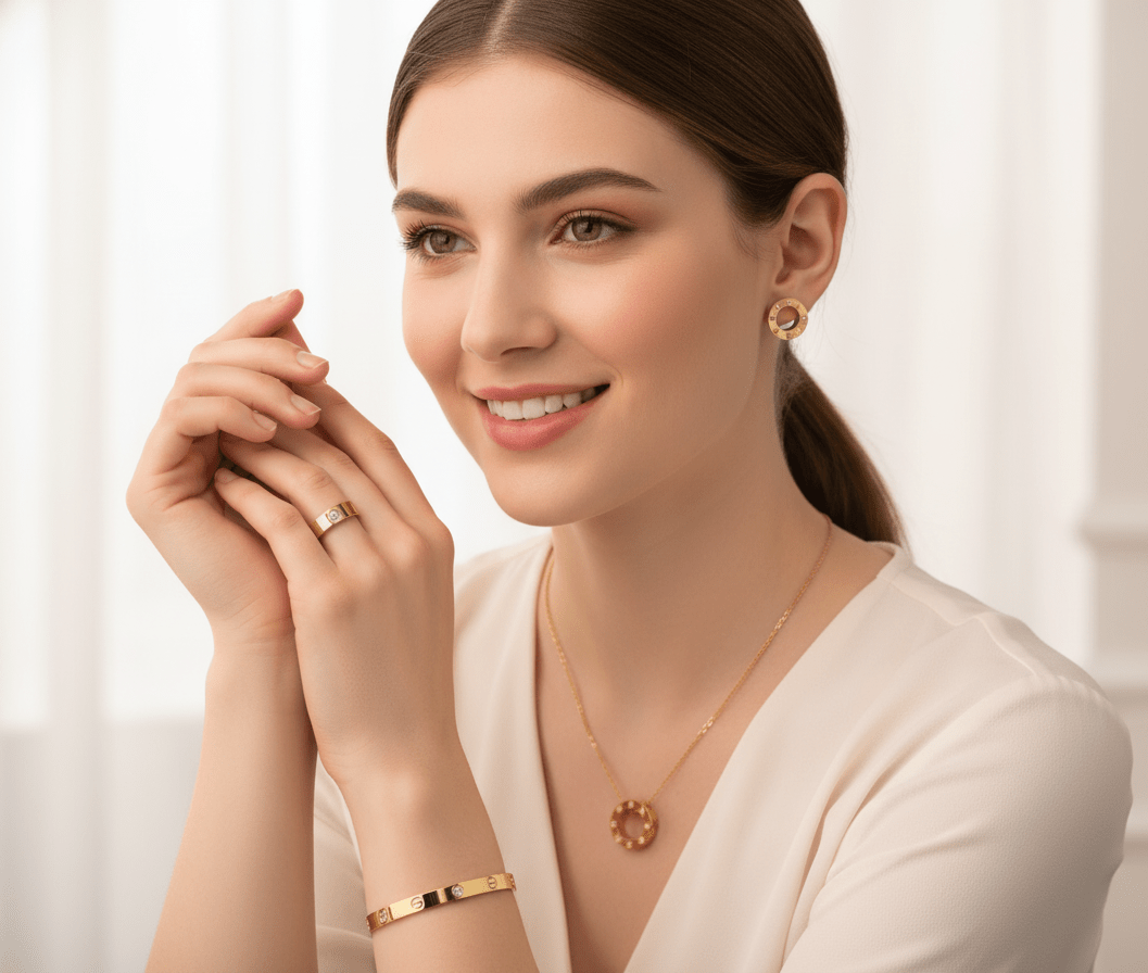 Love Circle Gold Jewelry Set - Zambeel