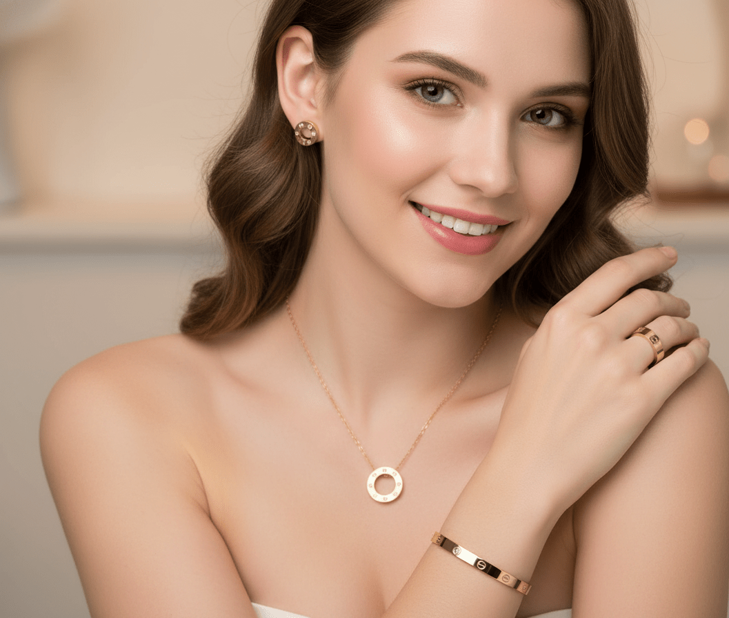 Love Circle Gold Jewelry Set - Zambeel