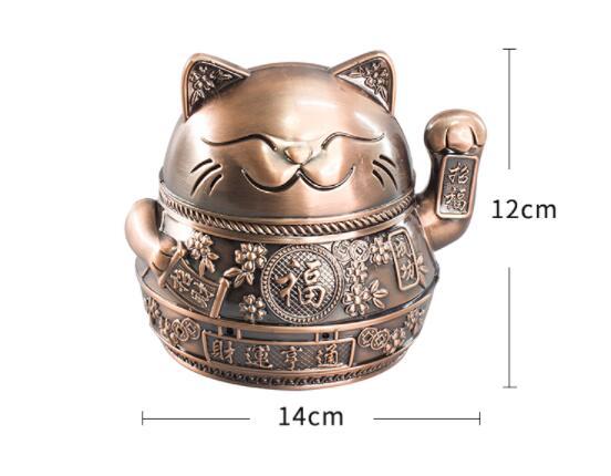 Lucky Cat Ashtray Creativity Personality Trendy Home Living Room With Cover Anti - fly Ash Uxury High - end Simple Ashtray - Zambeel