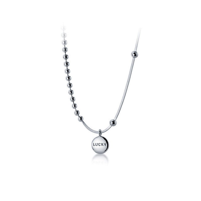 Lucky Letter Round Necklace Female Letter Niche Clavicle Chain - Zambeel