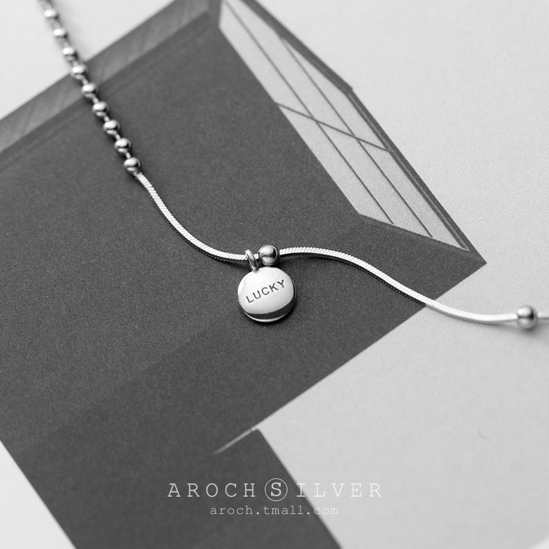 Lucky Letter Round Necklace Female Letter Niche Clavicle Chain - Zambeel