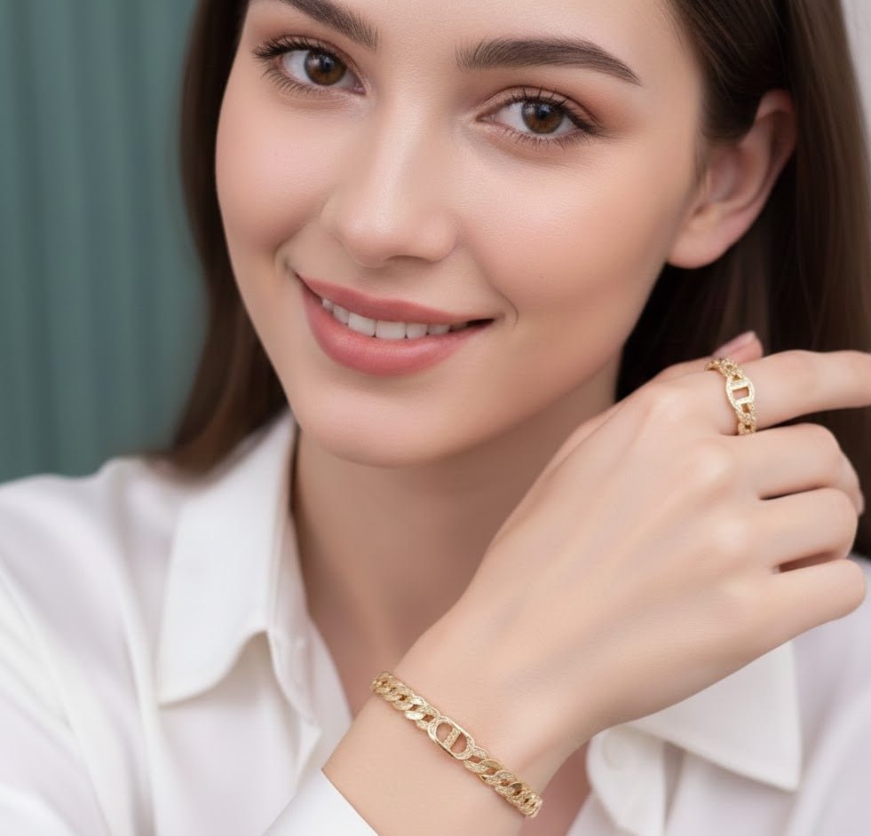 Luxury Classic Textured Bangle & Ring Set - Zambeel