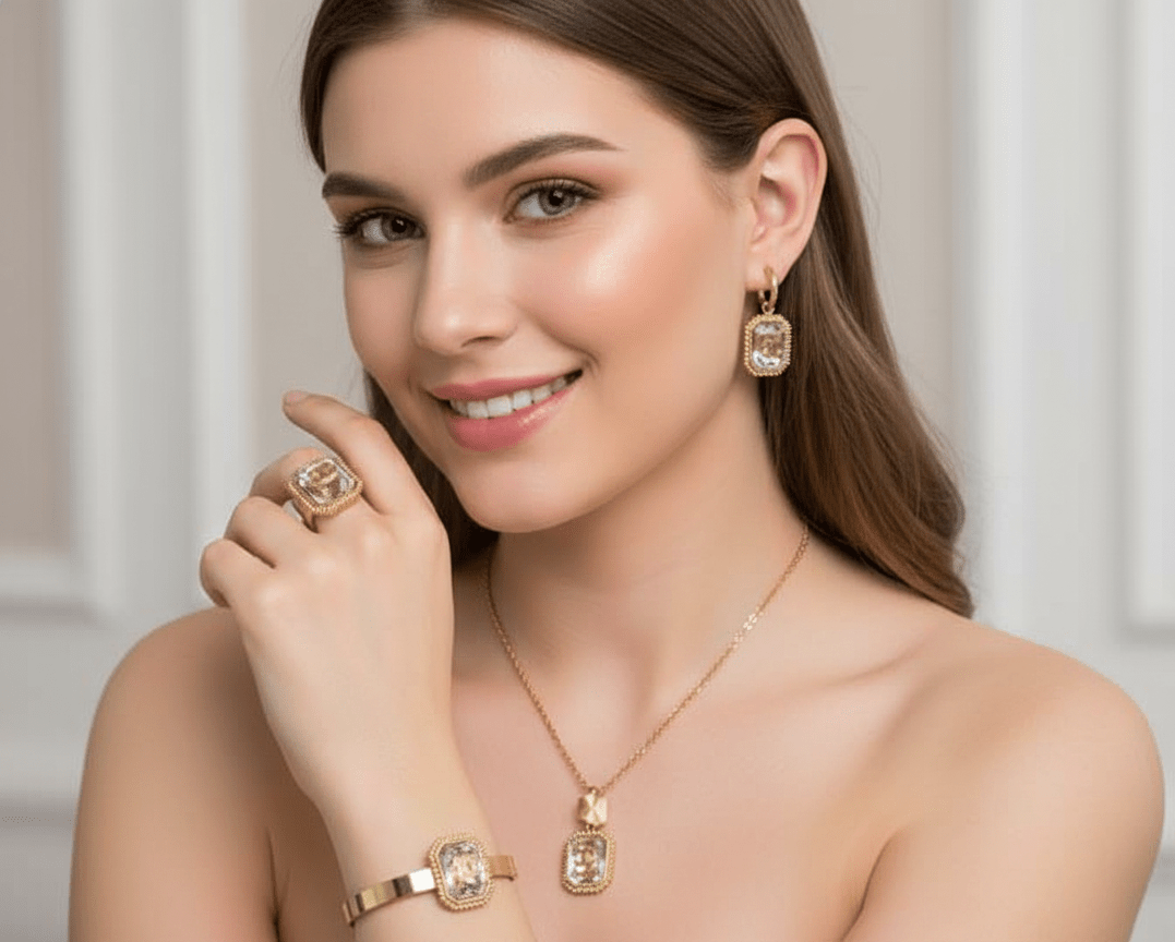 Luxury Crystal Frame Jewelry Set - Zambeel