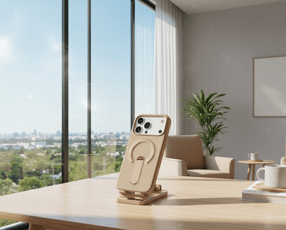 Luxury Leather MagSafe Case with Ring Kickstand for iPhone - Zambeel