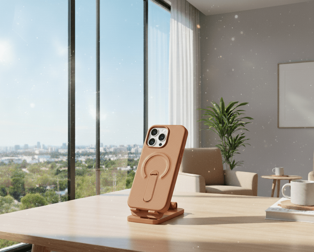 Luxury Leather MagSafe Case with Ring Kickstand for iPhone - Zambeel