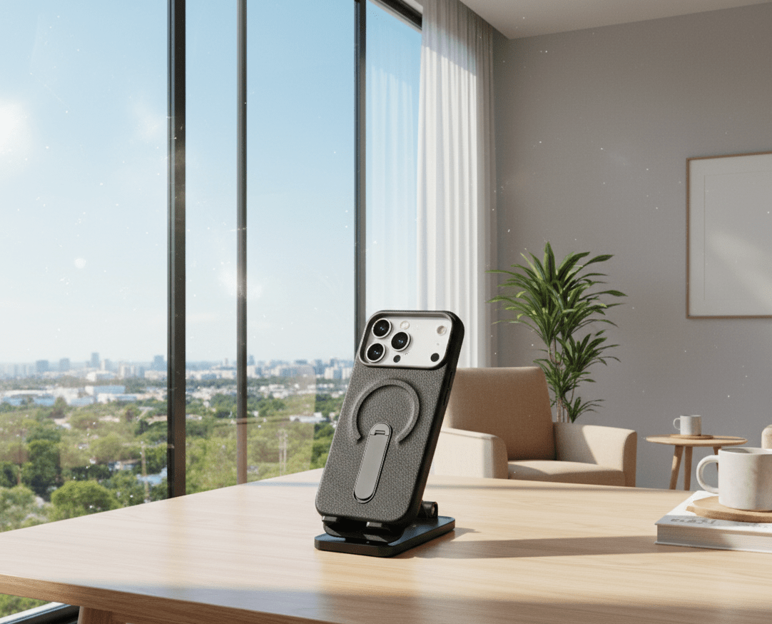 Luxury Leather MagSafe Case with Ring Kickstand for iPhone - Zambeel