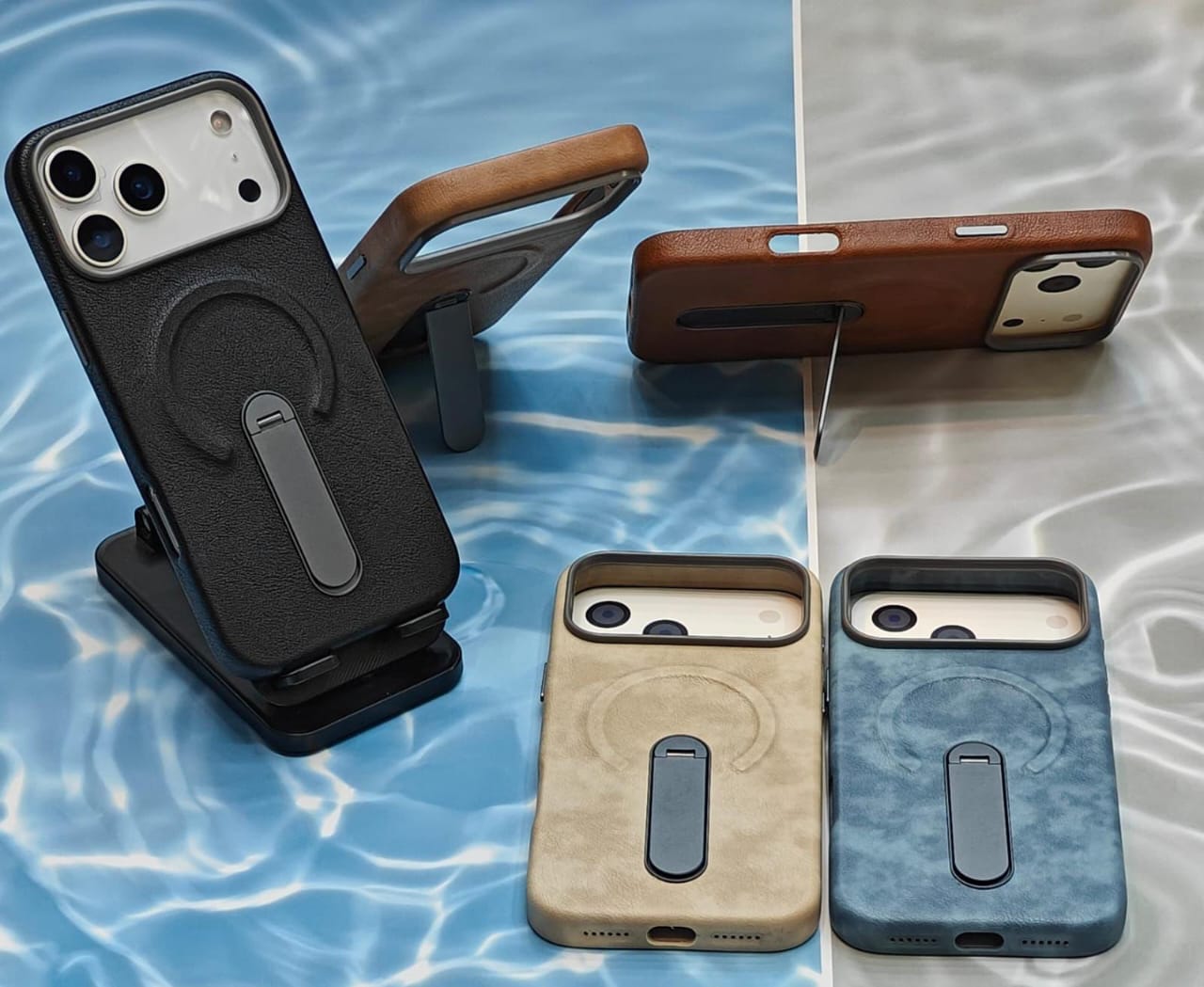 Luxury Leather MagSafe Case with Ring Kickstand for iPhone - Zambeel