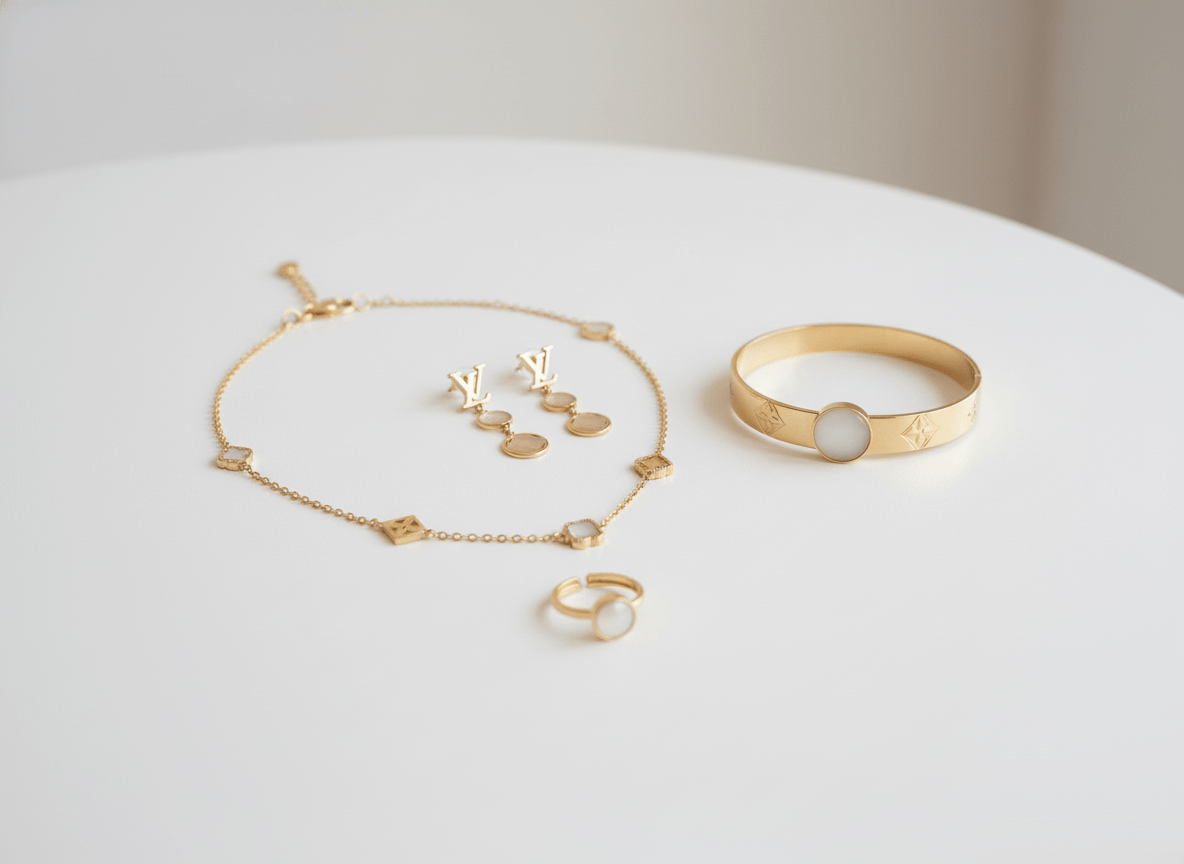 Luxury LV Charm Gold Jewelry Set - Zambeel