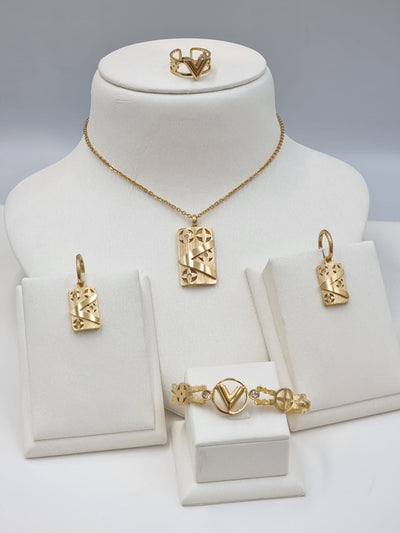Luxury “V” Monogram Gold Jewelry Set - Zambeel