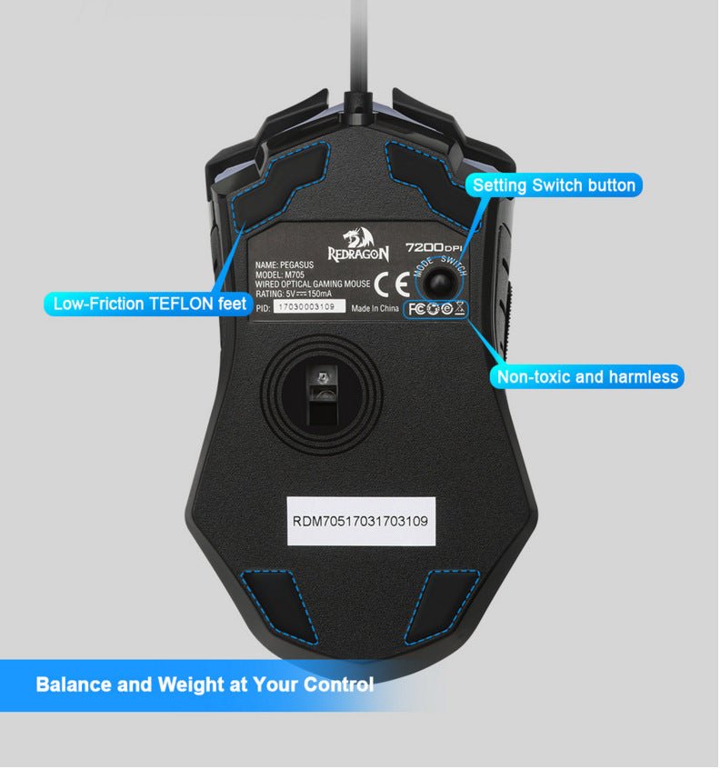 M705USB Wired Gaming Gaming Mouse For Desktop And Laptop Computers - Zambeel