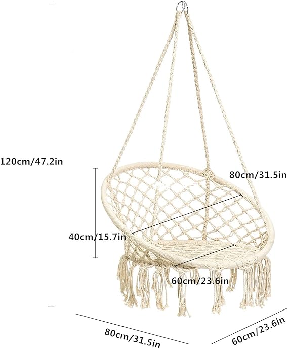 Macrame Hanging Swing Chair Hammock © - Zambeel