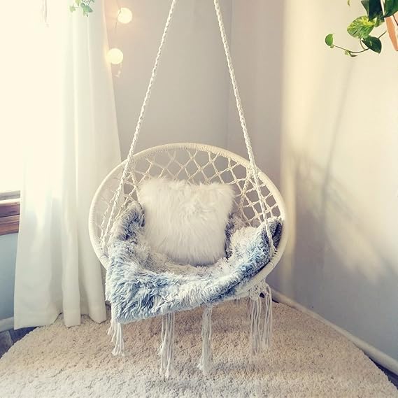 Macrame Hanging Swing Chair Hammock © - Zambeel