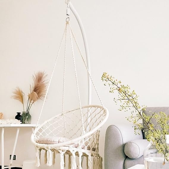 Macrame Hanging Swing Chair Hammock © - Zambeel