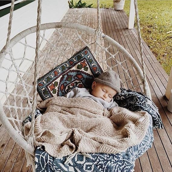 Macrame Hanging Swing Chair Hammock © - Zambeel
