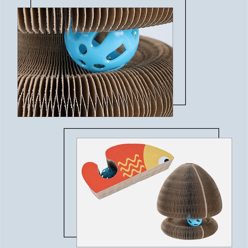 Magic Organ Foldable Cat Scratch Board Toy With Bell Cat Grinding Claw Cat Climbing Frame Round Corrugated Cats Interactive Toys - Zambeel